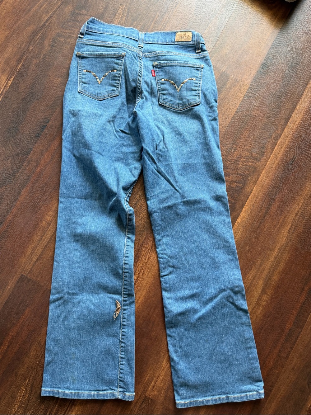 Levi's Perfectly Slimming 512 Women's Slim Bootcut Blue Studded Denim Jeans - Picture 6 of 9